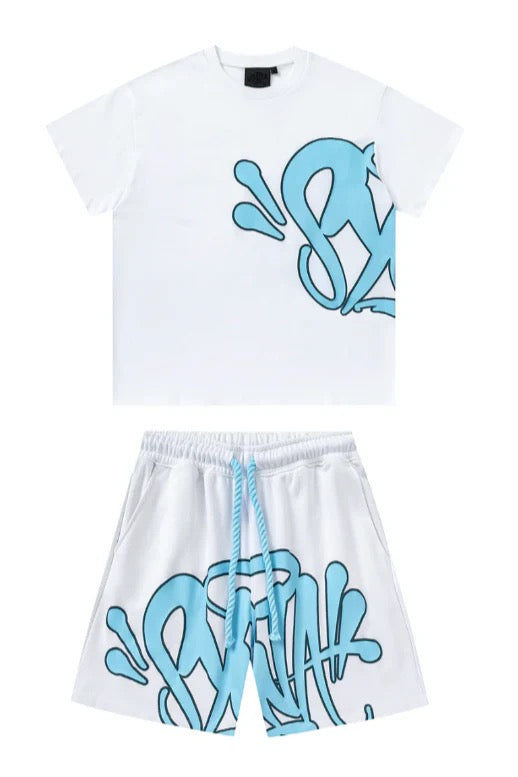 "Graffiti" Short Set Blue